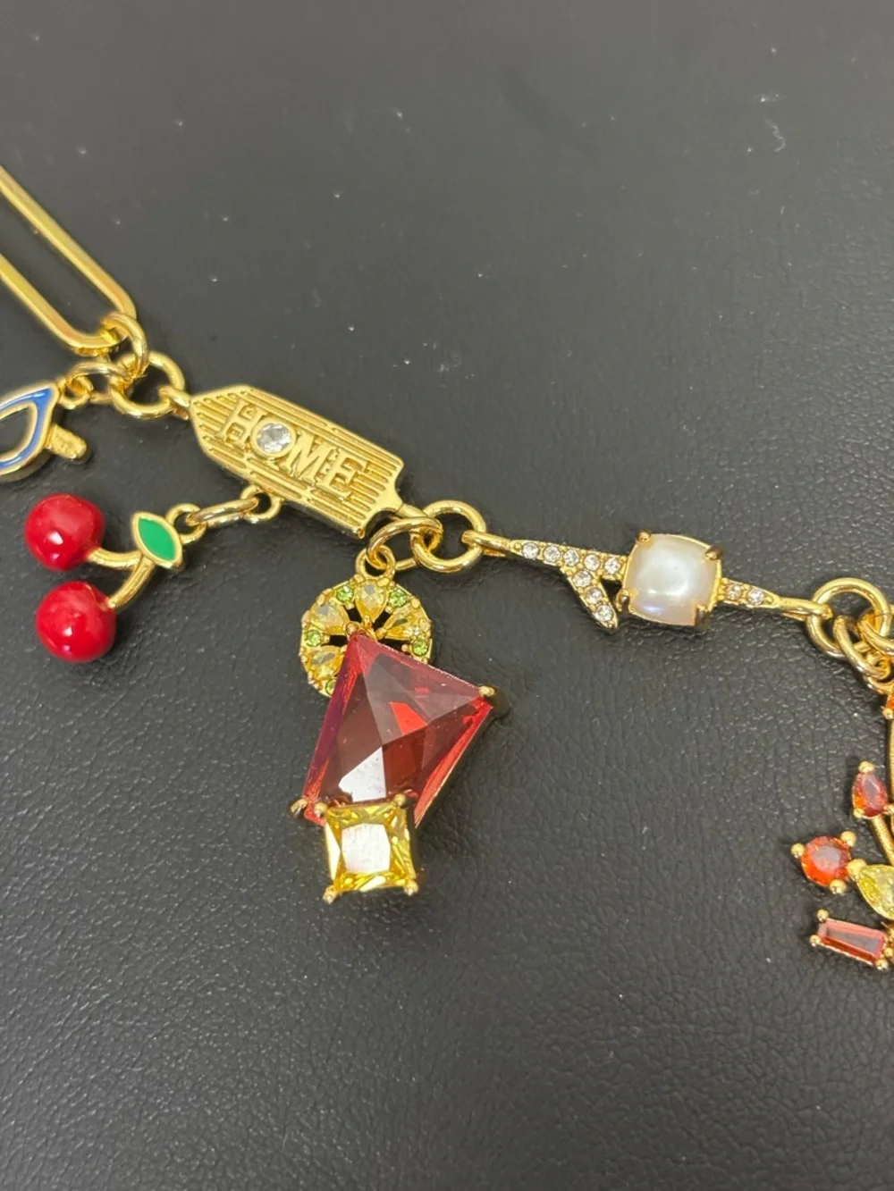Kate Spade Multicolor Charm Bracelet with Green Bag Charm. NWT. 8” - Picture 7 of 9